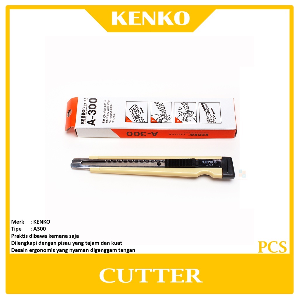 

KENKO - Cutter Kecil A-300 Auto Lock - Pisau Lipat Kecil Pisau Kecil Tajam Cutter Tajam Bagus