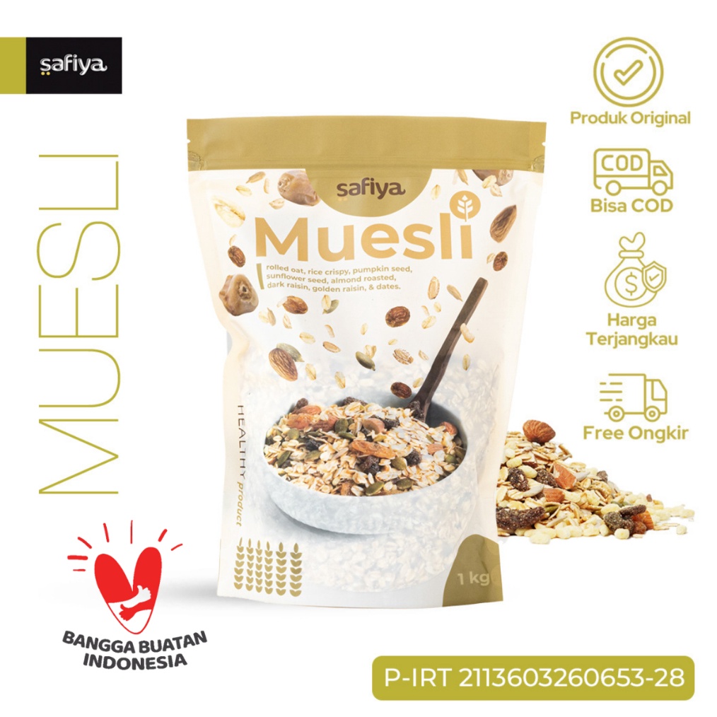 

Original Muesli Fruit and Seed 1 Kg Sereal Sehat Authentic Safiya Food grosir