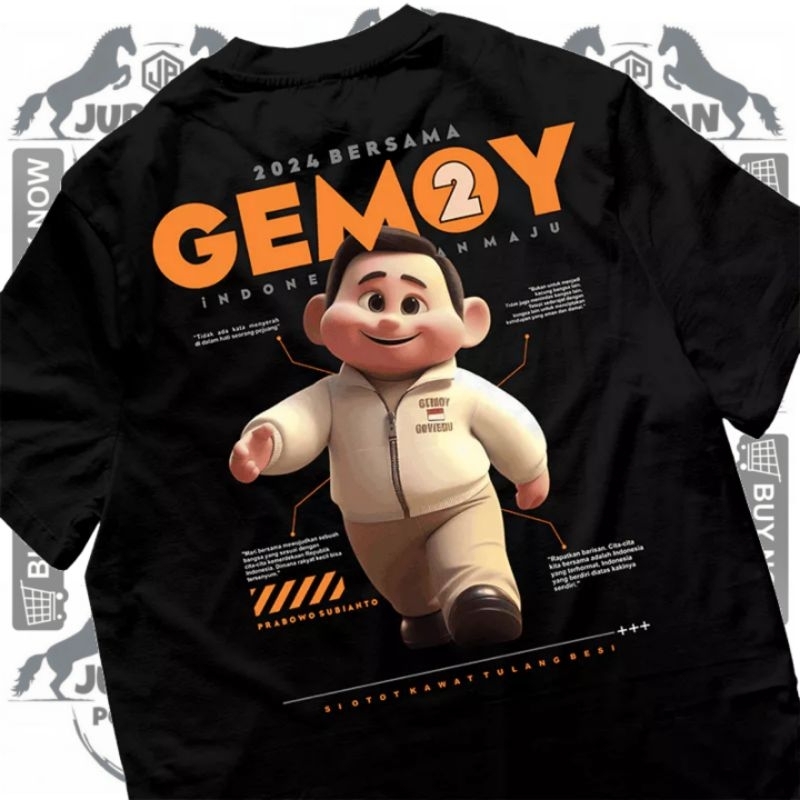 Kaos Baju Gemoy 2024 bersama Prabowo Gibran Gemoy - Kaos distro Gemoy 2024 Prabowo  Gibran rakabumin