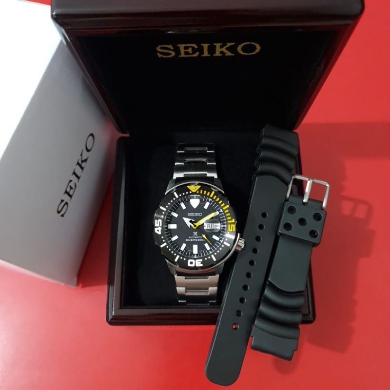 Jam tangan Automatic Pria SEIKO Prospex Padi Diver Monster fullset box & Rubber strap