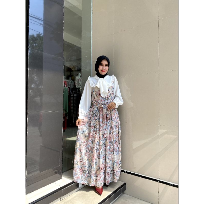 Gamis motif bunga ceruty