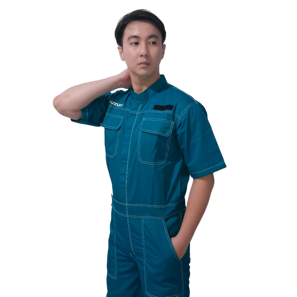 Seragam wearpack bengkel Suzuki pria kemeja mekanik safety keren