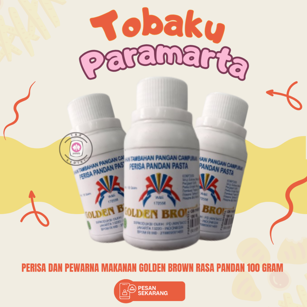 PERISA DAN PEWARNA MAKANAN GOLDEN BROWN RASA PANDAN 100 ML / PERISA DAN PEWARNA MAKANAN GOLDEN BROWN