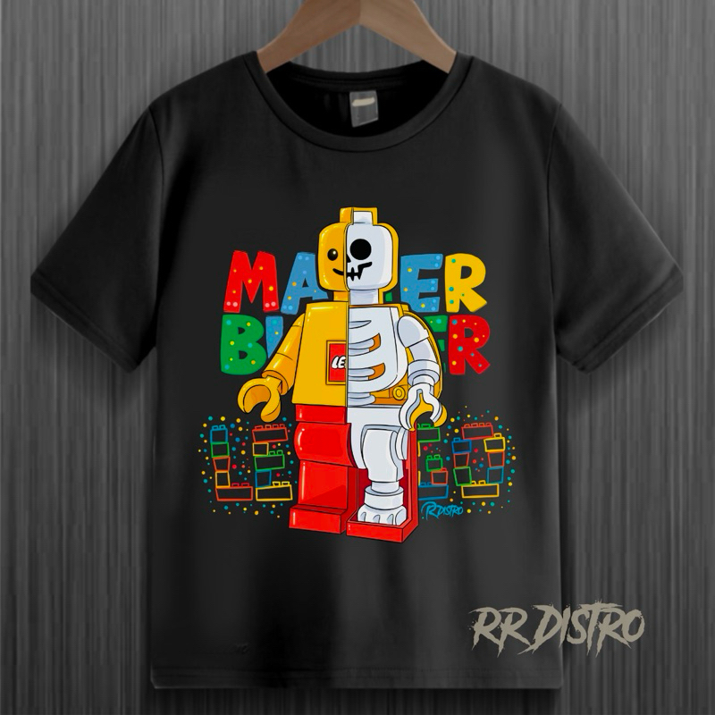 kaos anak Distro Master Builder LEGO / kaos anak LEGO keren / Lego skull