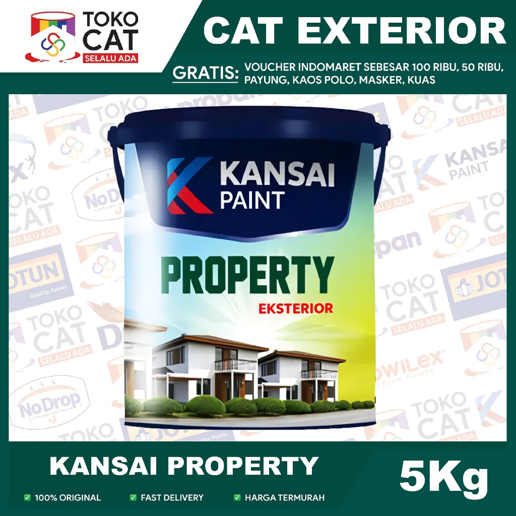 Cat Tembok Kansai Property Eksterior Warna Putih kemasan 5Kg Galon //Cat Tembok Luar //Cat Tembok Exterior