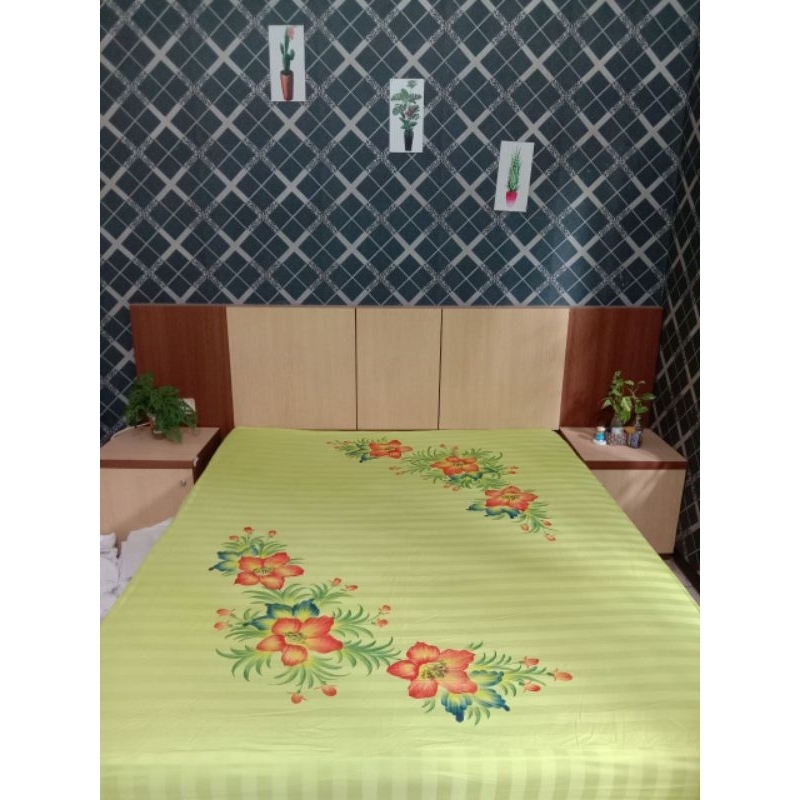 SPREI LUKIS BATIK PREMIUM UKURAN 160x200 160x200x20 Tinggi 20 cm 180X200X30 WARNA HIJAU KUNING BIRU 