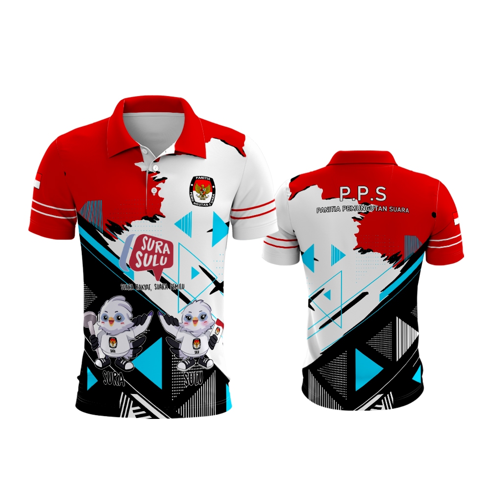 Baju Pria Kaos Polo PPS PAWASLU Pemilu 2024 Lengan Panjang Terbaru