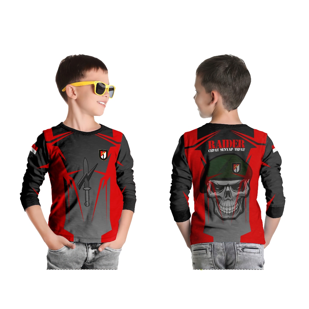 Baju Kaos Raider TNI AD | Jersey Raider Panjang | Batalyon Raider Jersey | Kaos Batalyon Rider Unise