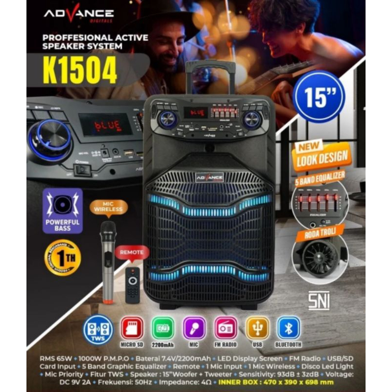 Speaker Advance K1204 K1504 PORTABLE BLUETOOTH SUARA MANTAP BERGARANSI - K1204