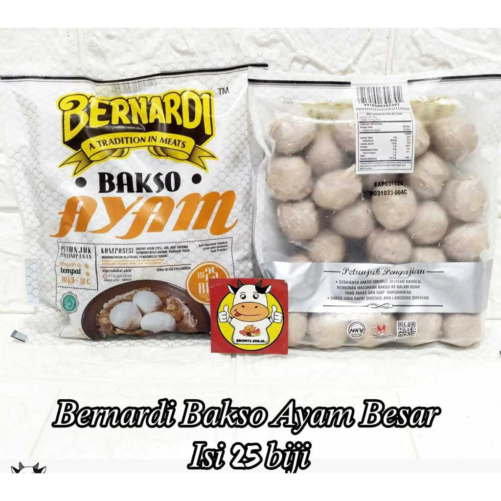 

BERNARDI BAKSO AYAM 340GR ISI 25BIJI-FROZEN FOOD-BRONTZ JOGJA