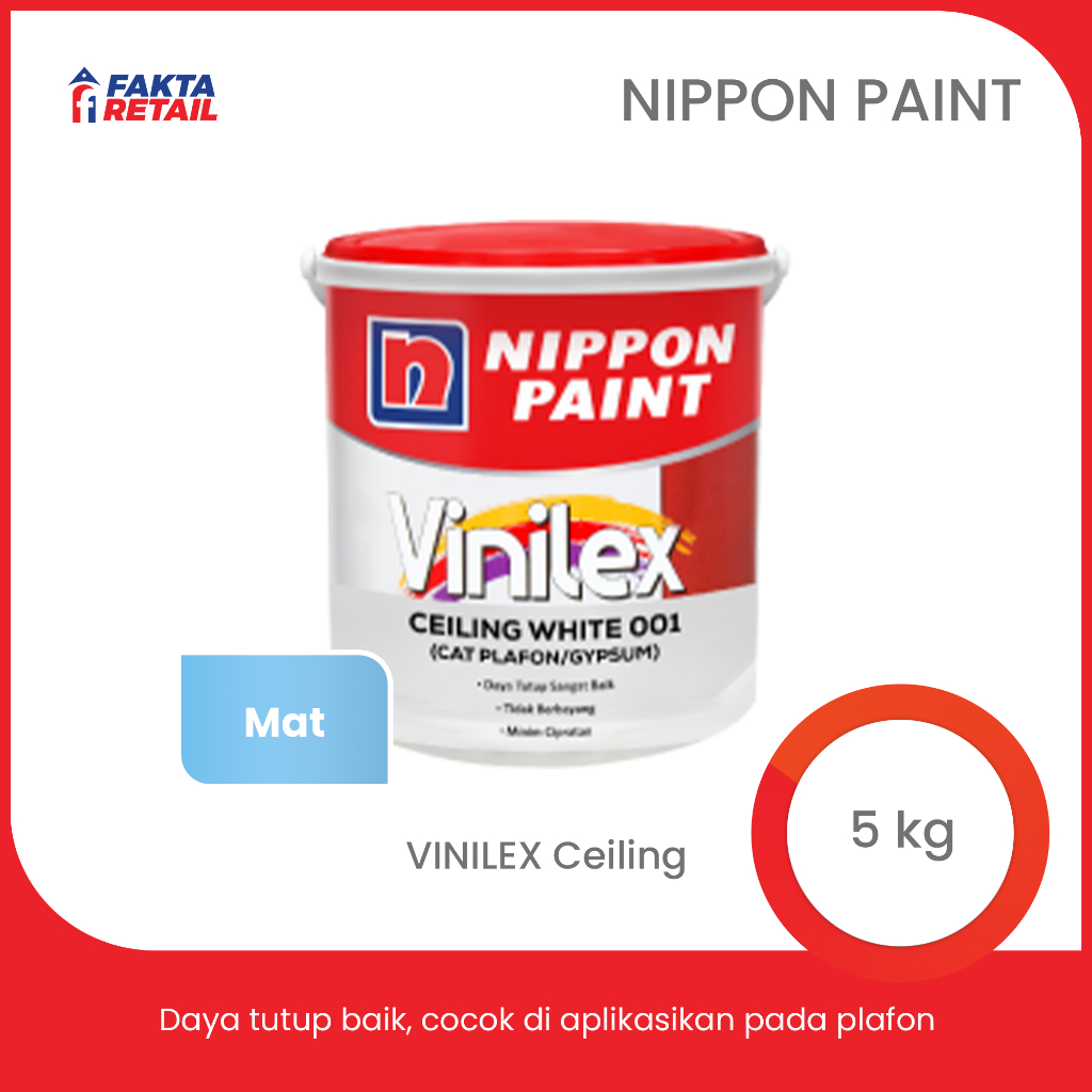 Nippon Paint Vinilex Ceiling White Gypsum/Plafon 5kg