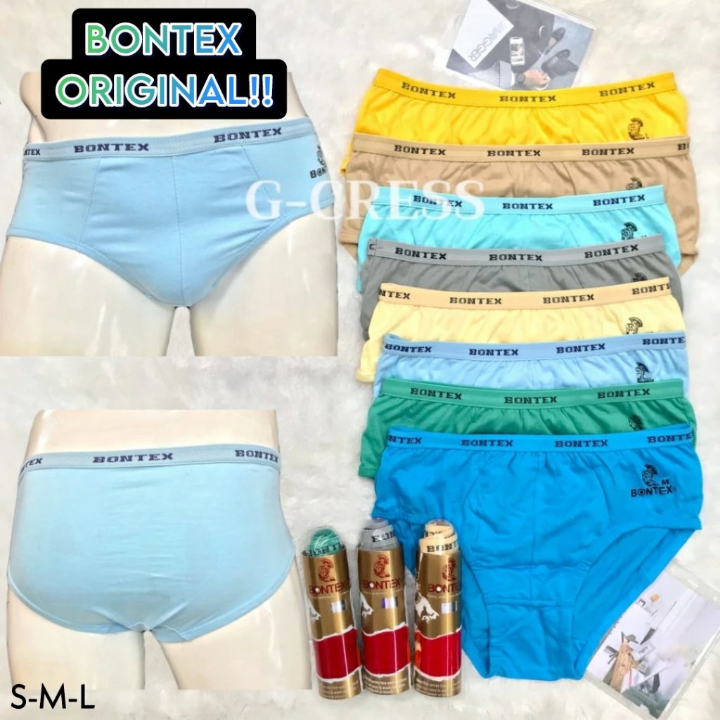 CD Pria BONTEX tabung ORI. Ukuran S M L. Celana Dalam Cowok Sempak/Brief Katun Polos Karet Kecil/CD 