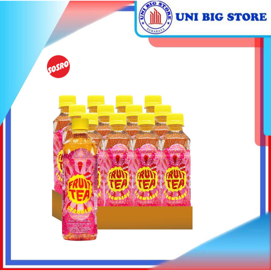 

Sosro Fruit Tea Strawberry Bottle 350 ml x 12 pcs Teh Botol Stroberi