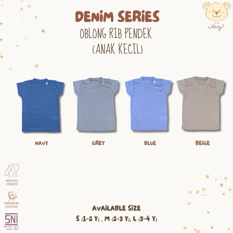 Nary Denim Series - Atasan Oblong Anak (Oblong Pendek Rib)