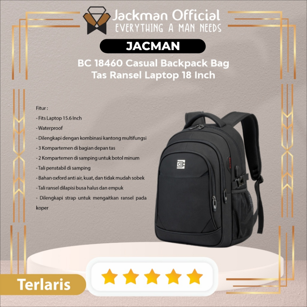 JACKMAN BC 18460 Casual Backpack Bag - Tas Ransel Laptop 18 Inch