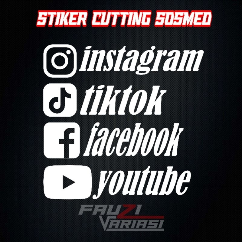 

Stiker cutting nama sosmed stiker nama Instagram YouTube Tiktok Facebook 12×2,5cm