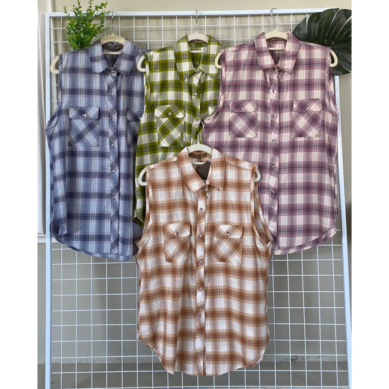 HIFAFLO Vest Kotak-Kotak Katun