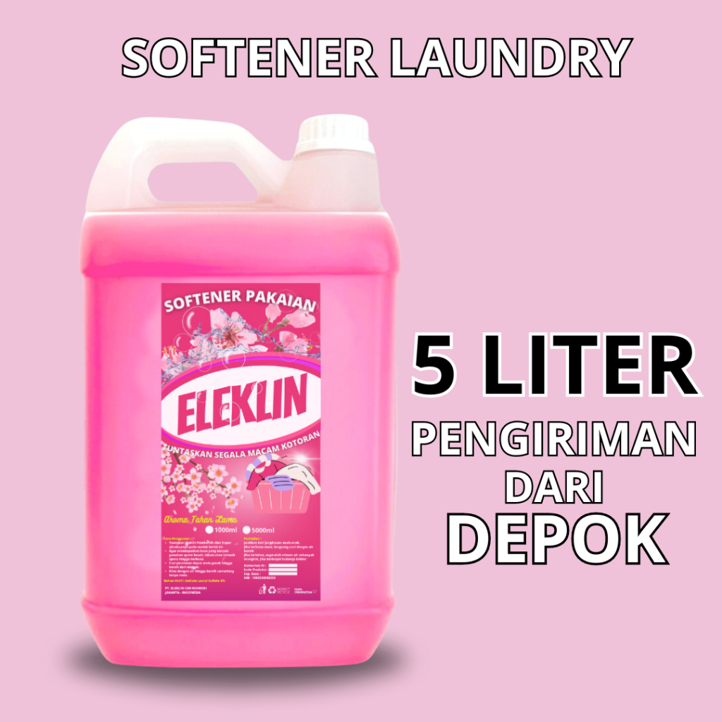 	 Softener Pelembut dan Pewangi Bilas Pakaian 5 Liter By Eleklin Dikirim dari Depok	