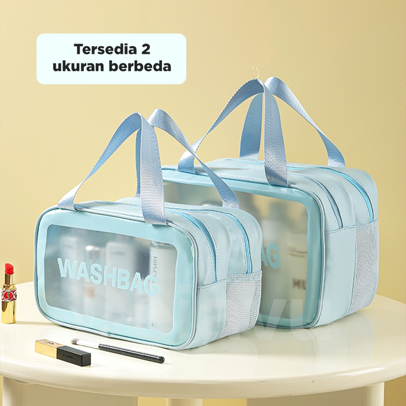 Dejavu Tas Travel Makeup Anti Air Pouch Transparan Organizer Kosmetik Traveling Bag Alat Mandi