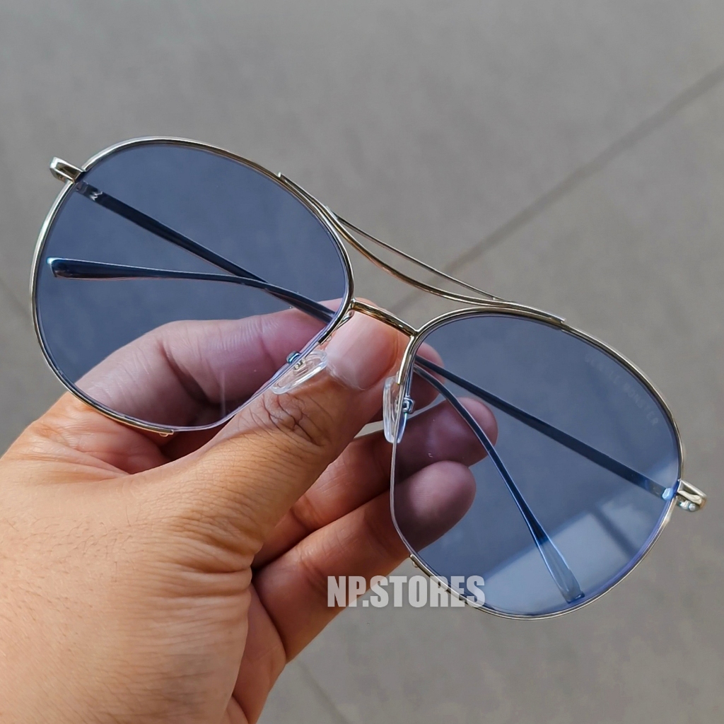 Kacamata Gaya Pria Wanita Model Unik Warna Lensa Biru Bahan Frame Gagang Metal Kokoh Fashion Trendy 