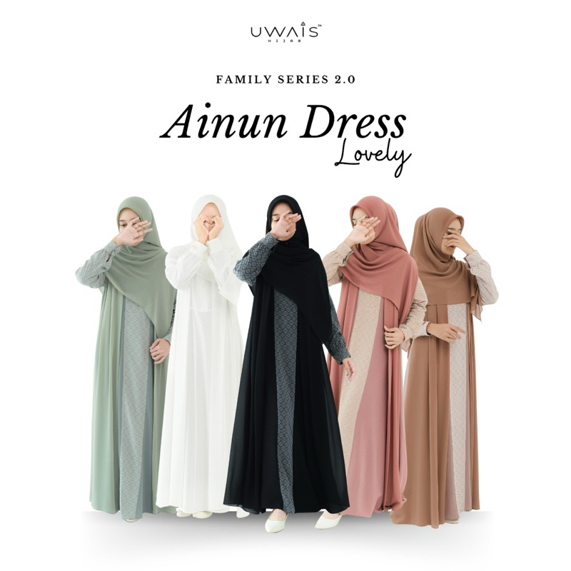 Ainun dress Lovely mom & kids Uwais Hijab (dress only) ||sarimbit ||lebaran