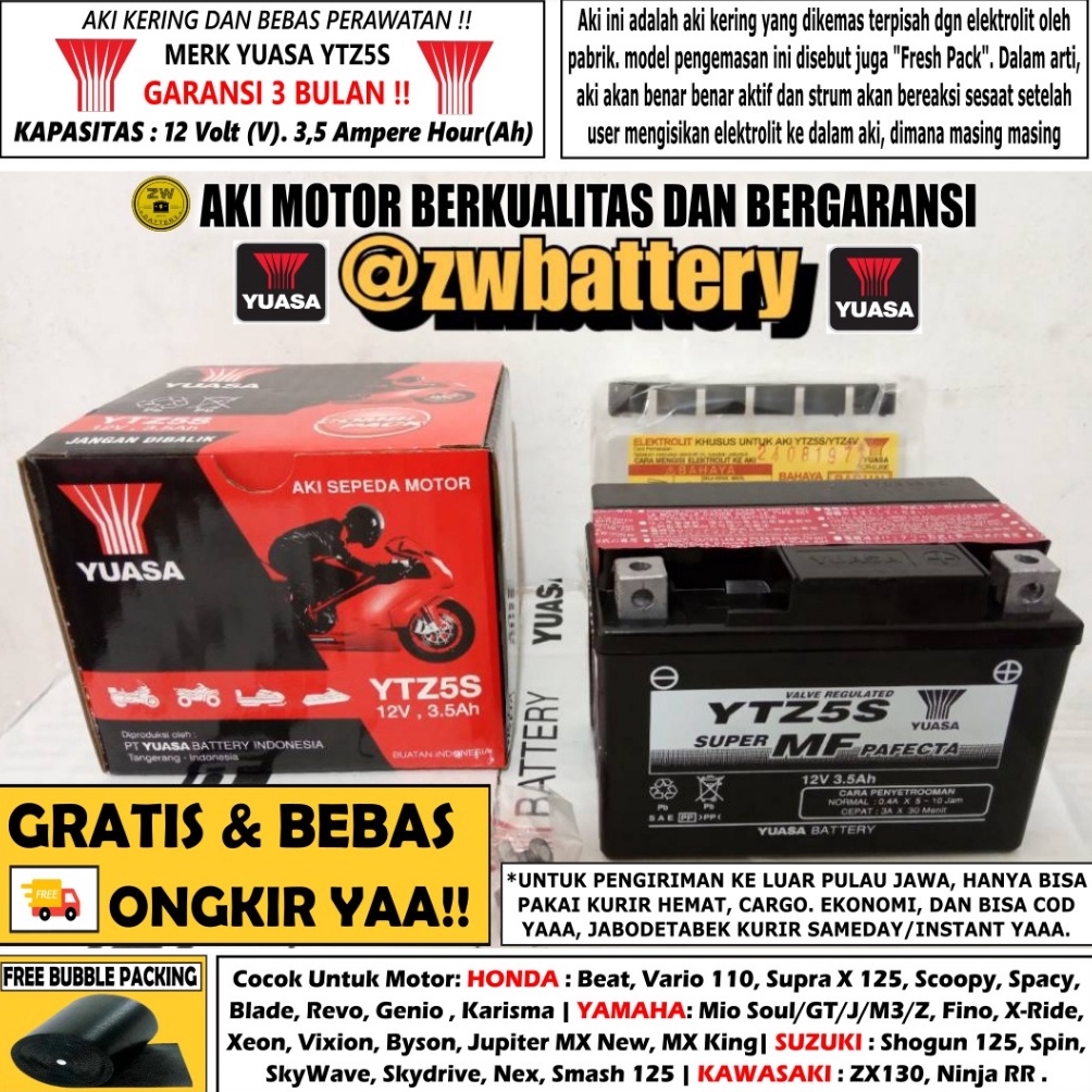 el Terkini AKI MOTOR BEAT VARIO 11 SPACY REVO BLADE VERZA YTZ5S YUASA ORI MF ZDY