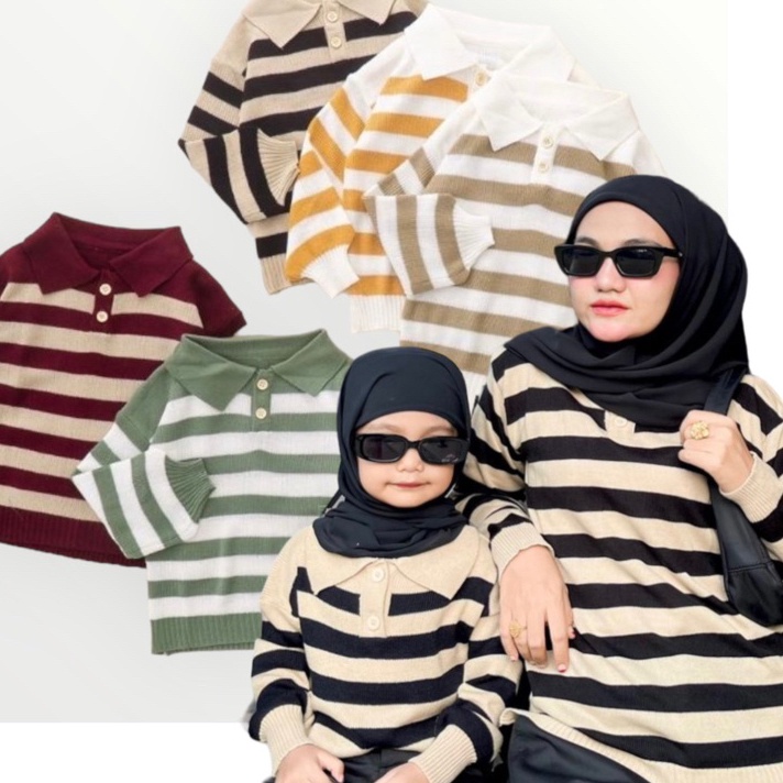 Grosir Sweater couple ibu dan anak STRIPE rajut premium