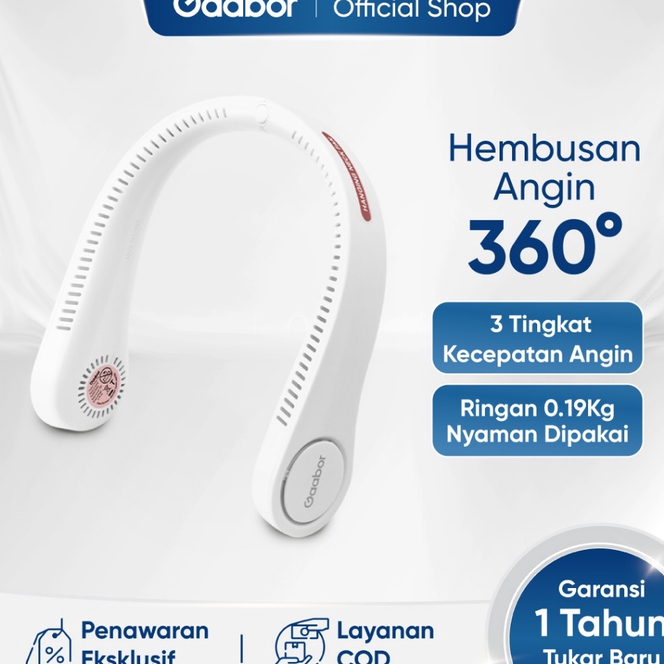 Dgd Gaabor Kipas Angin Leher Portable Kipas Gantung Hanging Neck Fan Cooling Fan USB RechargableFL3M