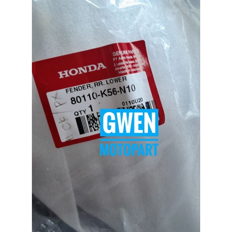 Fender Rear Lower Spakbor Slebor Belakang Supra GTR 150 80110K56N10 Orisinil
