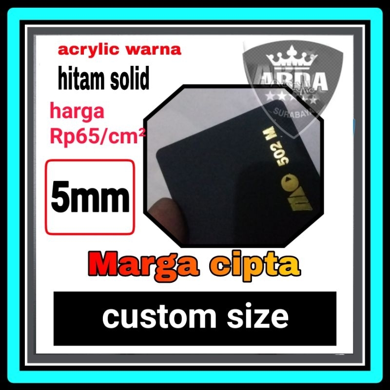 Akrilik 5mm hitam solid Akrilik custom size lembaran marga cipta
