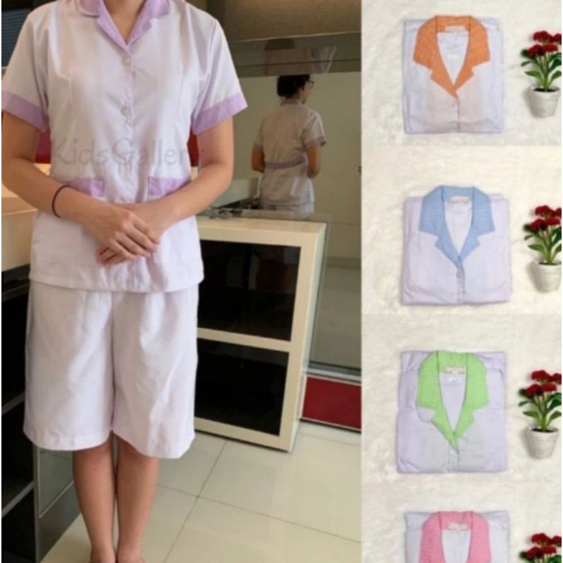 Baju Seragam Suster Putih Celana Kulot Katun