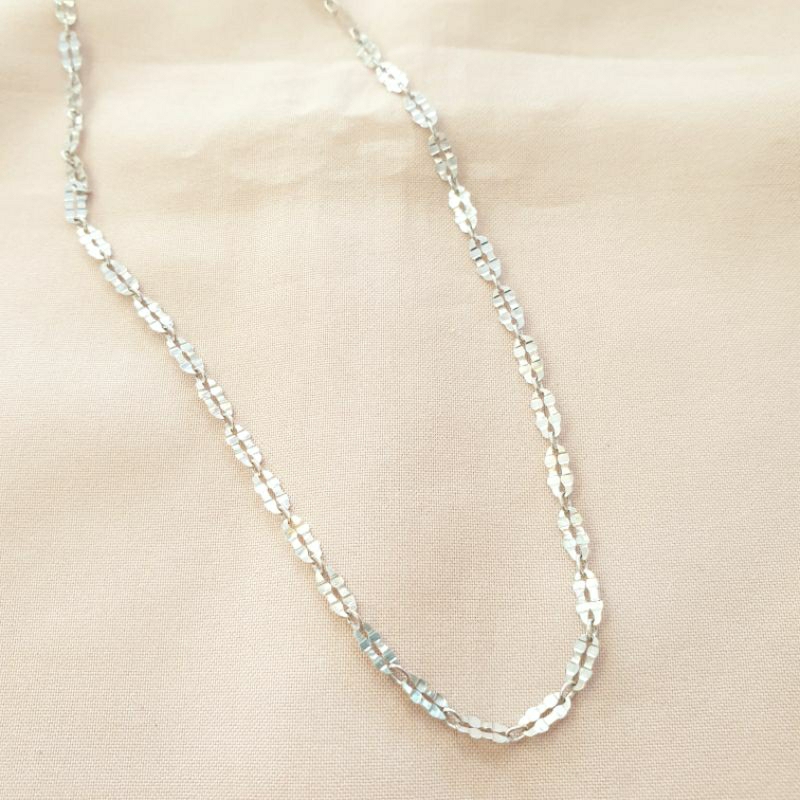 Kalung model mesin emas putih asli kadar 375