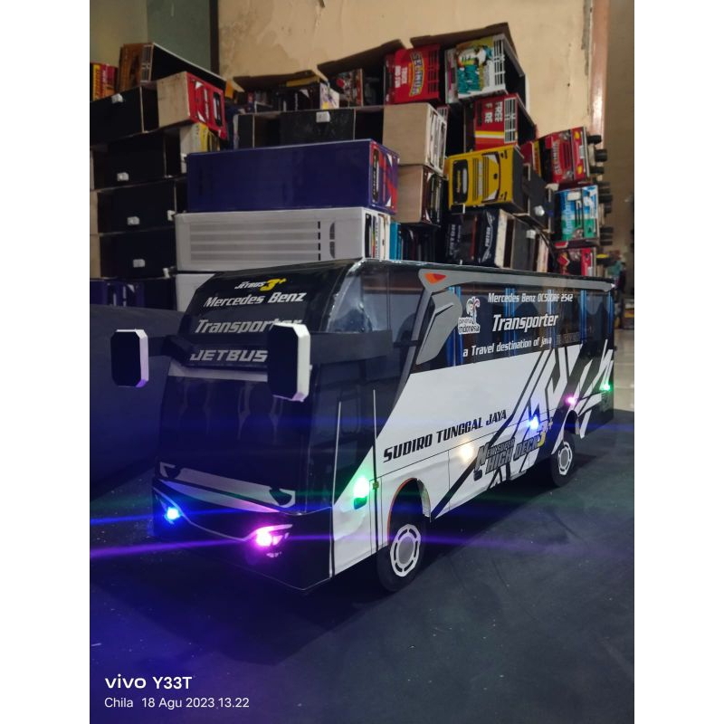 Bus basuri telolet sudiro tunggal jaya STJ mainan anak viral murah lampu kedip musik basuri