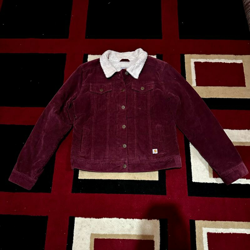 Carhartt Scarlet Red Corduroy Sherpa Lined Jacket
