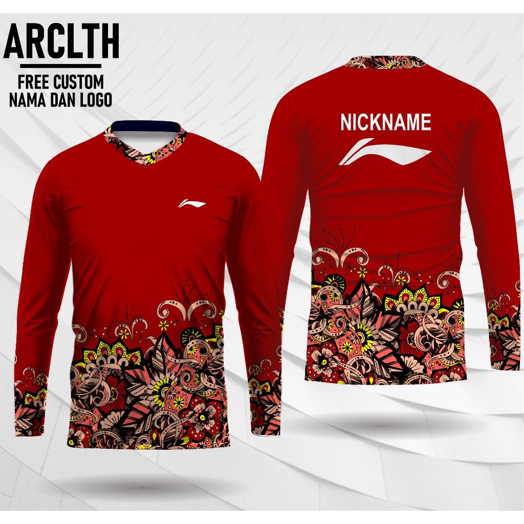 jersey badminton batik jersey bulutangkis jersey batik indolnesia free custom long sleeve