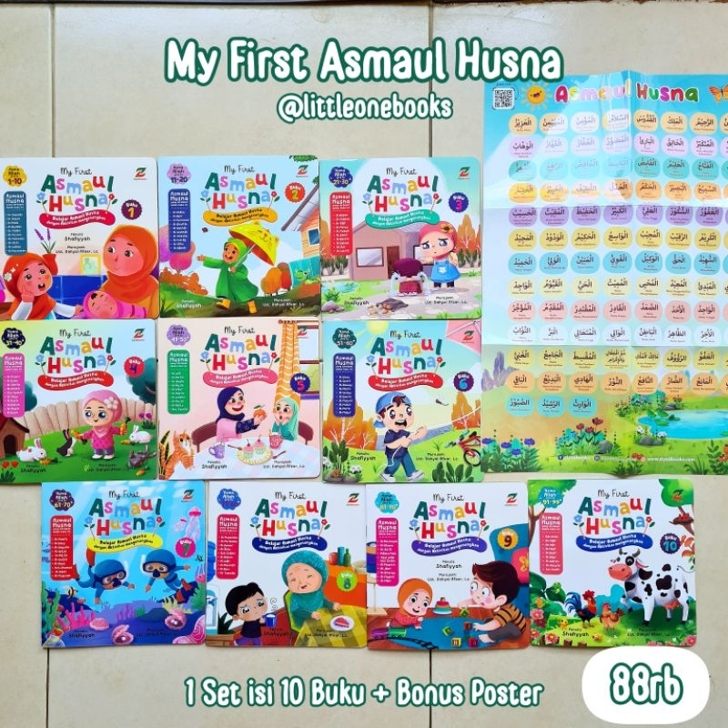 isi 10 buku BONUS poster - My First Asmaul Husna / buku cerita anak Islam / 99 Asmaul Husna