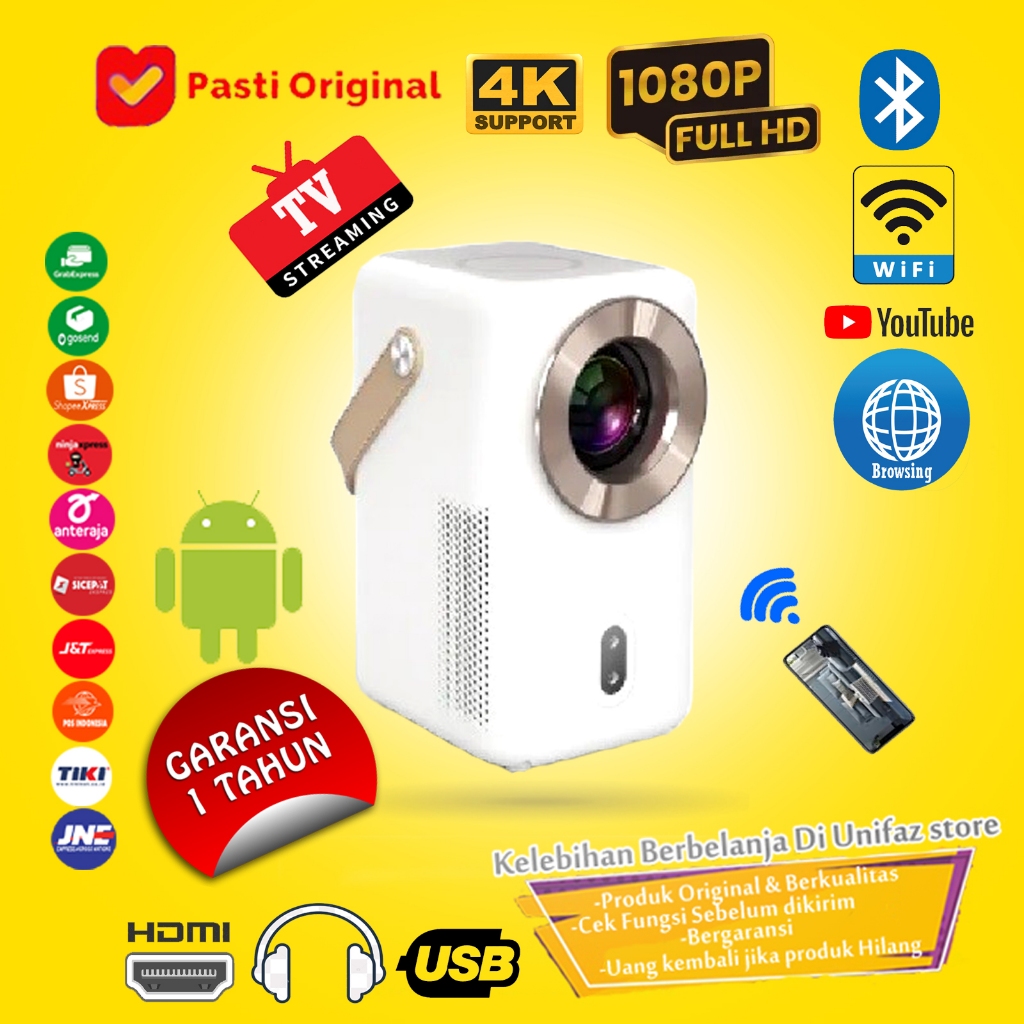 Proyektor Android Original 3600 Lumens / Proyektor mini / Projector Mini / Projector android / Infoc