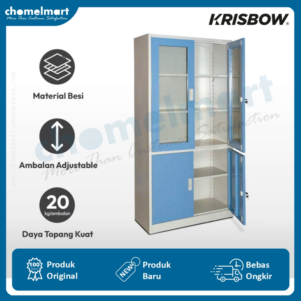 Krisbow Lemari Arsip Kantor Besi 4 Pintu – Biru KW1700196