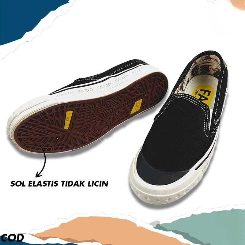 Sepatu Sneakers Pria Slip On Fazio Size 36-43 Sepatu Kanvas Pria Trendy Fazio