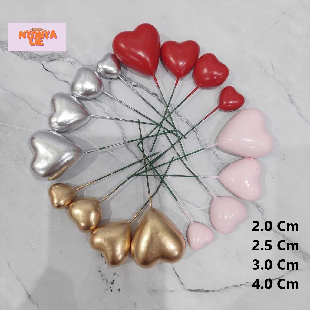 CTH03 Cake Topper Bola Heart Hati Love Hiasan Dekorasi Kue Tart Ulang Tahun