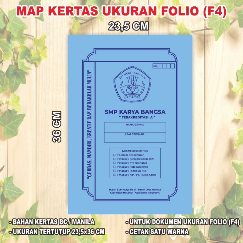 

Map custom cetak satu warna (kemasan isi 50 pcs)