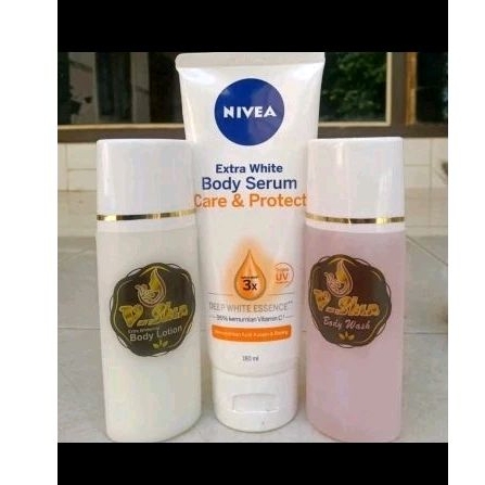Hb vskin putih (extra whitening) satu paket lengkap sabun hb malam nivea