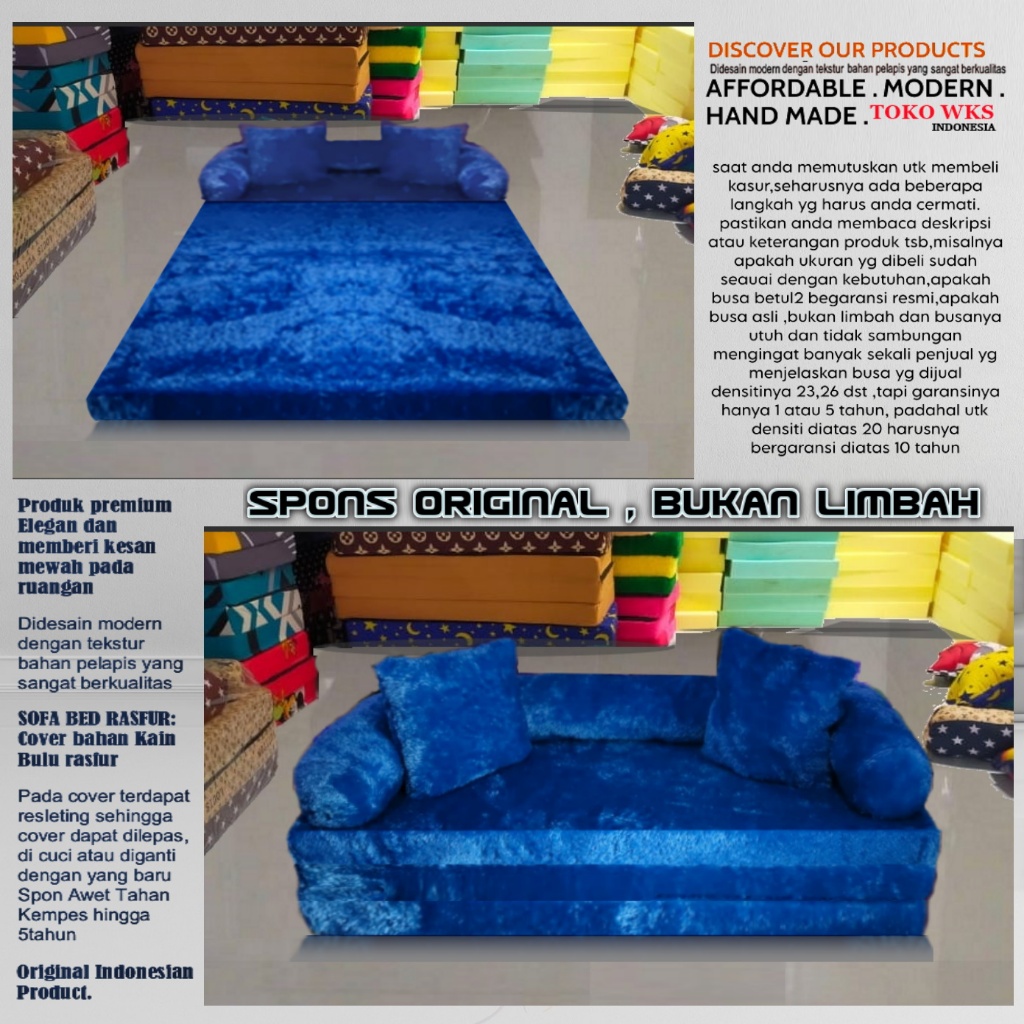Sofa Bed Bulu Rasfur Karakter Lipat sofabed sopa kamar tidur Minimalis perabot Ruang Keluarga