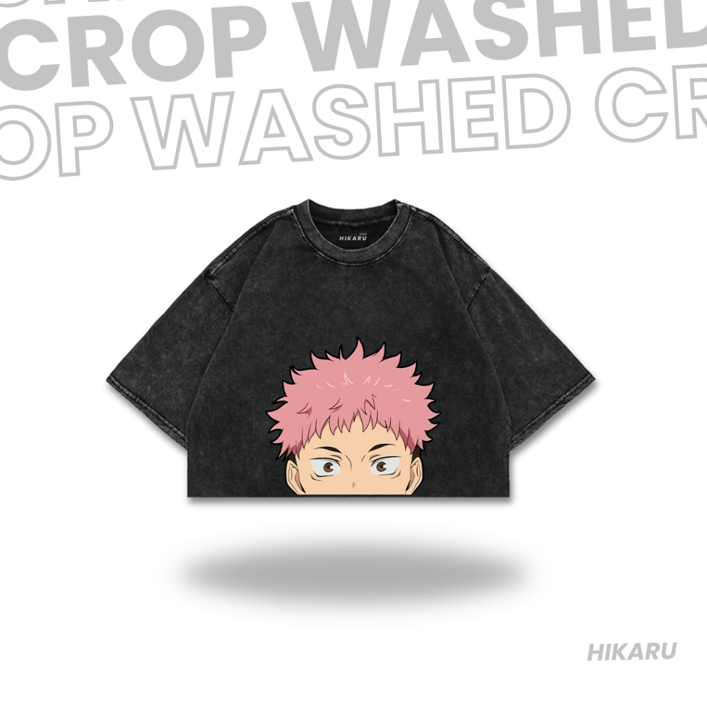 HIKARU Croptee ANIME JUJUTSU KAISEN "ITADORI YUJI" Washed | kaos crop top | kaos anime | crop top an
