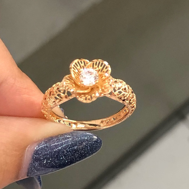 B6KO- CINCIN KERAWANGAN BUNGA 1.68GR KADAR 375 UKURAN 15