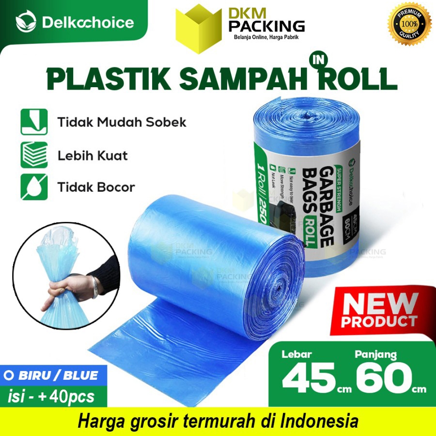 Kantong Plastik Sampah Roll Biru Jumbo Trash Bag Premium Delkochoice