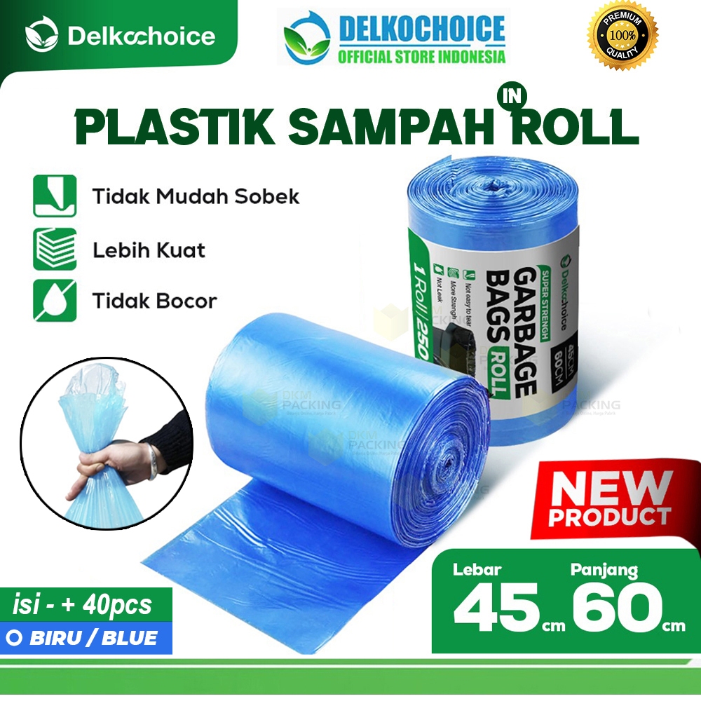 Kantong Plastik Sampah Biru Roll Jumbo Trash Bag Delkochoice