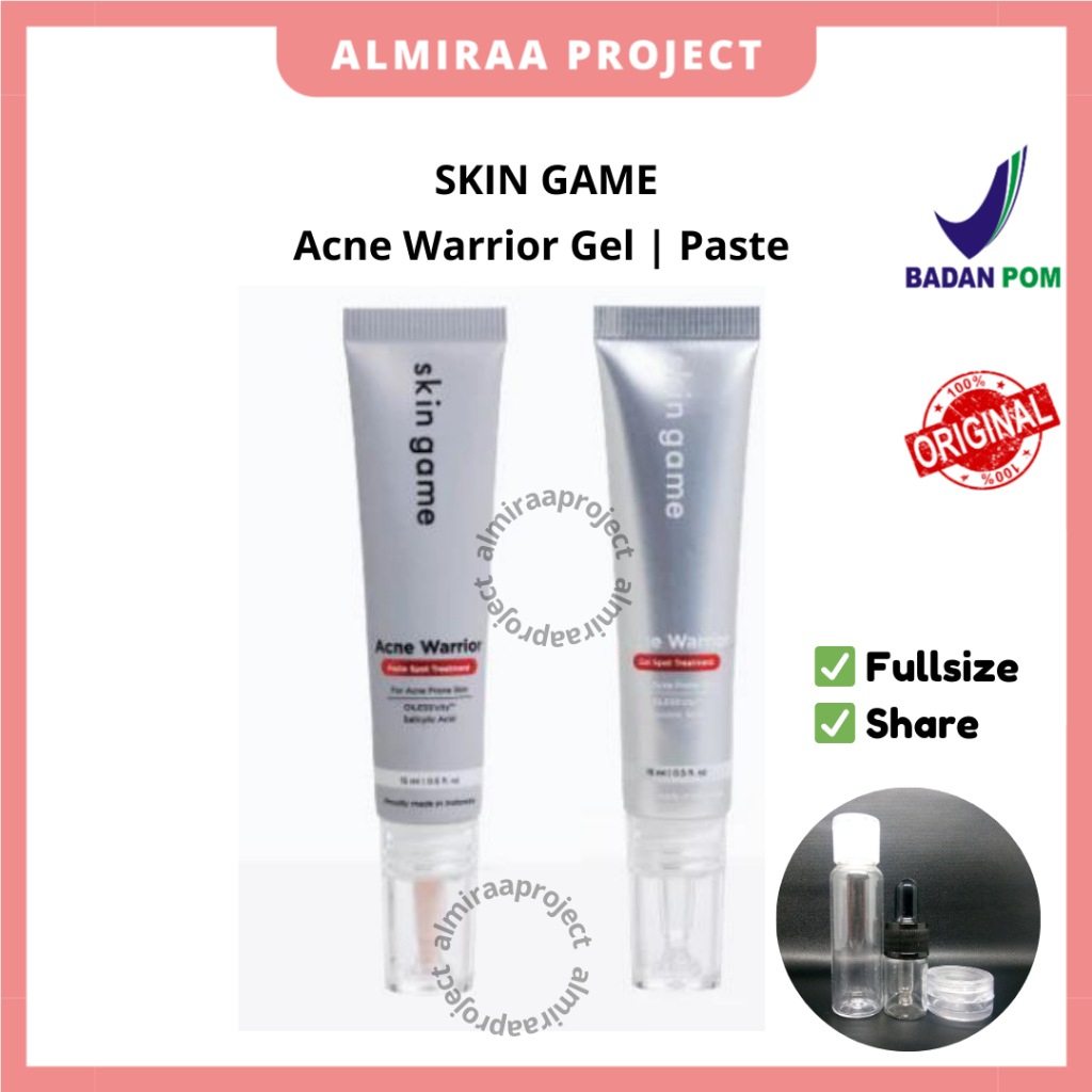 [ SHARE & FULL ] SKIN GAME Acne Warrior Gel | Paste Krim Totol Jerawat Acne Spot Obat In jar Bottle 