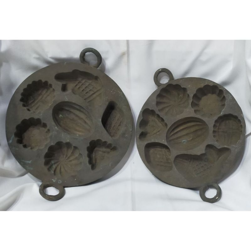 kuningan cetakan kue vintage antik jaman dulu