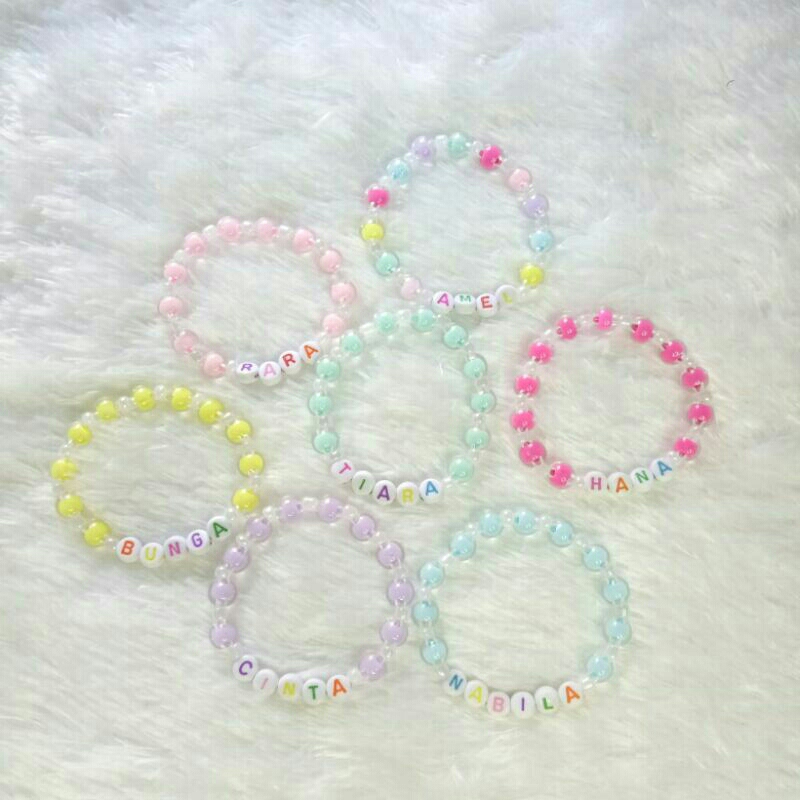 Gelang Anak-anak Perempuan Lucu / Gelang Manik Anak Perempuan / Gelang Nama